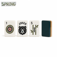 Tuiles de Mahjong en Acrylique Solide Thème Nature et Faune : Ours, Dragon, Fleurs Sauvages, Joker – Idéales pour les Loisirs et les Réunions à Domicile
