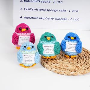 ตุ๊กตานก amigurumi ขนาดเล็กทำด้วยมือของประดับตกแต่งสำหรับการตัดเย็บเสื้อผ้าคริสต์มาสของเล่น - Product Image 2