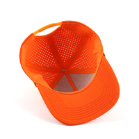 Casquette de Baseball Performance Personnalisée à 5 Panneaux, en Caoutchouc PVC, Respirante, Perforée, Imperméable, avec Corde et Attache Réglable Snapback