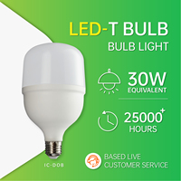 Ampoule LED T 30W à prix direct usine, E27, 2600LM, 6000K, blanc froid, 165-265V, 25000H, longue durée de vie, haute luminosité, ampoule LED colonne