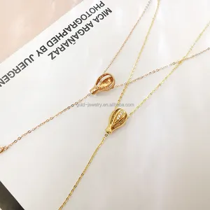 Perhiasan Emas Murni 18K Kalung Emas Asli Berlian Asli Liontin Kalung Rantai Tautan Perhiasan Wanita Rose Gold