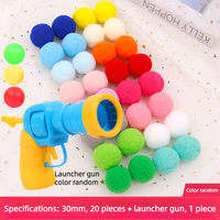 Lanceur de balles pour chat en plastique avec 20 balles en peluche, jouet interactif manuel pour chaton, idéal pour l'intérieur et soulage l'ennui