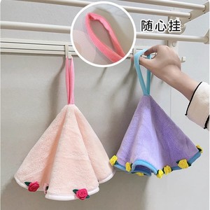 Serviette de toilette suspendue en forme de bouquet de roses, 38x38cm, séchage rapide, en polaire corail, pour cuisine et salle de bain - Product Image 4