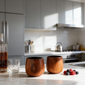 كأس ويسكي خشبي مصنوع يدويًا من خشب البلوط عالي الجودة للبار المنزلي، كأس ويسكي خشبي محروق بشعار مخصص - Product Image 5