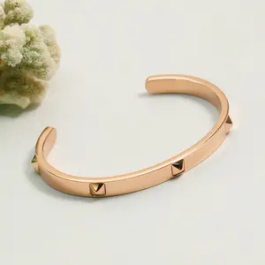 Punk Style 316 Stainless Steel Jewelry Stud Bangle Tarnish Free PVD 18k Gold Plated Bracelet