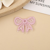 Patch en tissu brodé en dentelle d'organza couleur macaron, avec nœud et découpes en maille transparente, pour accessoires capillaires, garnitures de vêtements DIY et embellissements