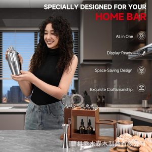 Estante de madera para cócteles de 3 niveles, organizador de bar multifuncional para cocina y uso doméstico - Product Image 3