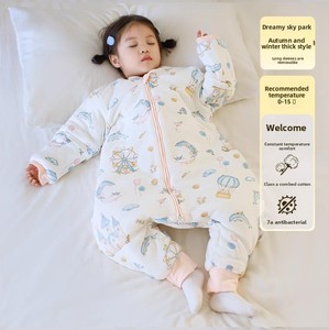 Saco de Dormir para Bebé con Diseño de Piernas Separadas, Suave y Transpirable, 100% Algodón, Patrón de Dibujos Animados de Invierno, Lavable a Máquina para Recién Nacidos - Product Image 5