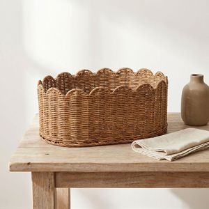 Woven <b>Storage</b> <b>Basket</b> Rectangle <b>Large</b> Size 40.5x25.5x18cm Handmade For Home Clothing Organization - Product Image 4