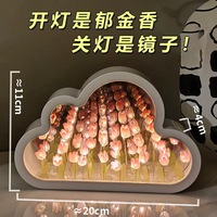 Offre Spéciale fait à la main bricolage LED tulipe fleur veilleuse pour cadeau de la saint-valentin pour toujours tulipe veilleuse nuage miroir tulipe lampe