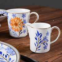 PITO Bone China restaurant mariage jante dorée décalque coloré assiettes rondes ensembles assiettes en porcelaine vaisselle de dîner d'hôtel en céramique