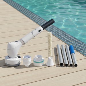 Nuevo Cepillo Eléctrico Giratorio Inalámbrico para Piscinas con Múltiples Cabezales de Cepillado y Mango Ajustable para Paredes de Piscinas - Product Image 3