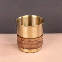 Tasse à café en acier inoxydable plaqué avec manchon en bois, plusieurs options de couleurs, anti-brûlure, pour la maison et le bureau