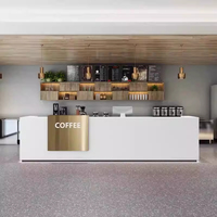 Comptoir de bar à café/glace/desserts pour centre commercial, supermarché, en bois massif, métal, éco-responsable, robuste, avec éclairage LED