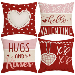 Nouvelle housse de coussin de la Saint-Valentin de style nordique, imprimé cœur rouge et lettres, taie d'oreiller douce pour la peau pour la décoration intérieure - Product Image 2