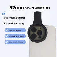Filtre polarisant CPL 52 mm pour objectifs de téléphone portable et tablettes - Réduction de la lumière, anti-reflet, pour diffusion en direct, photographie, mini objectif intelligent