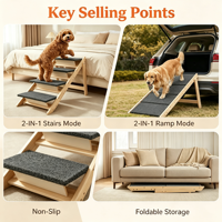 Escalier pliable pour chien à 4 marches, marchepieds et rampe 2-en-1 pour animaux de compagnie, escalier antidérapant en pin de Nouvelle-Zélande massif pour chiens et chats de petite et moyenne taille, lit, canapé et voiture