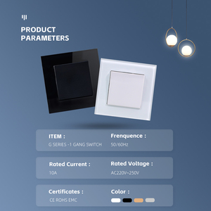 EU Standard Electric Wall Light <strong>Switch</strong> 1 Gang 1 <strong>Way</strong> <strong>2</strong> <strong>Way</strong> Black White Color Tempered Glass Panel Single <strong>Push</strong> <strong>Button</strong> <strong>Switch</strong> 220V - Product Image 2