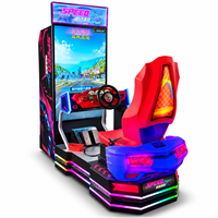 Machine de jeu d'arcade de course, simulateur de conduite monoplace avec volant, pédales et armoire lumineuse à LED pour divertissement en intérieur