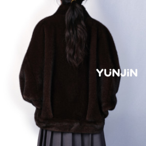 Giacca da Donna YUNJIN dal Nuovo Design Casual in Ecopelliccia di Visone, <span class=keywords><strong>Cappotto</strong></span> Invernale con Collo alla Coreana, Manica Lunga, Tasca con Bottone a Pressione, Morbido, Caldo e alla Moda - Product Image 3