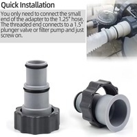 4er-Pack korrosionsbeständige Kunststoff-Poolschlauchadapter 1,5 Zoll 1,25 Zoll Verbindungsklemme Dichtscheibe für Intex-Gewindepumpen für Aufstellpools