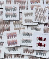 Uñas postizas de lujo hechas a mano, largas, personalizadas, de acrílico, con forma de ataúd cuadrado, cobertura completa, de alta calidad, estilo stiletto, con diseño de mariposa.