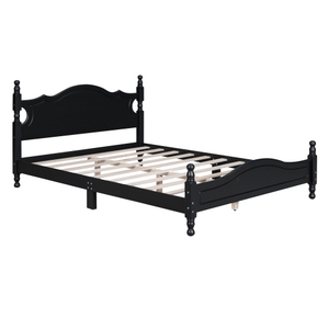 Modern <b>Queen</b> <b>Size</b> Wood Platform <b>Bed</b> Frame Retro Style Platform <b>Bed</b> with Wooden Slat Support for Bedroom Home Furniture - Product Image 4