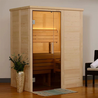 Cabine de sauna intérieure en hemlock pour 3-4 personnes, expérience de sauna sec authentique avec poêle de sauna Harvia pour l'intérieur de la villa