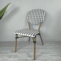 Ensemble de meubles de jardin de bistro français en bambou 5 pièces cadre en aluminium rotin osier Conversation Table basse chaises pour petit endroit