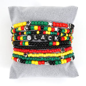 Nouveauté 2025 Bracelets extensibles superposables en perles Heishi en plastique, style <span class=keywords><strong>Rasta</strong></span>, Boho, pour femmes, thème Juneteenth, Afrique, Jamaïque, cadeau - Product Image 5
