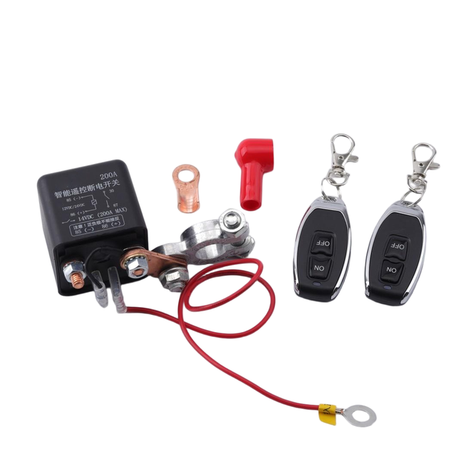 14V 200A Wireless Remote Control Battery Disconnect Switch, Anti-Theft Power Cut Off Isolator with 2 Remotes for Car Truck RV
