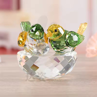 Figurine de couple en cristal K9 géométrique de haute qualité, en matériau naturel écologique, en forme de nid d'oiseau, ornement décoratif pour la maison et la table, idéal pour les fêtes
