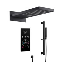Pommeau de douche à panneau intelligent contemporain noir 2 fonctions pour salles de bains