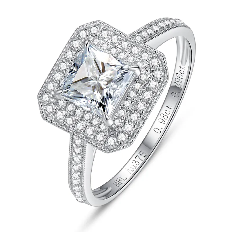 LIFE LOVE 9K Real Gold Moissanite Ring Wedding Band Engagement Ring for Men