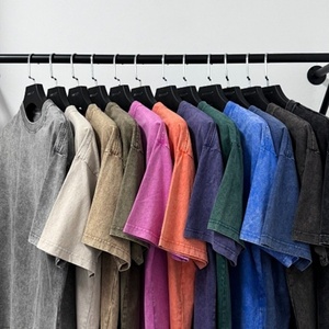 เสื้อยืดคอตตอนแท้ 100% หนัก 250 กรัม ทรงโอเวอร์ไซส์ ไหล่ตก แบบเรียบ สีวินเทจ ล้างสีแบบแอซิดวอช สำหรับผู้ชาย - Product Image 2