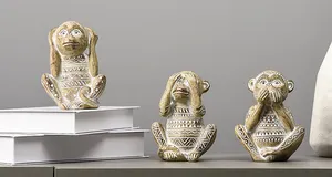 Afrika hindistan tarzı sanat dekorasyon el oyma ahşap hayvanlar maymun reçine heykeli heykelcik zanaat hediye heykel masa