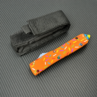 Couteau OTF coloré avec manche en acier Damas et alliage de zinc, bouton poussoir avec clip, couteau de poche EDC pour le camping en extérieur