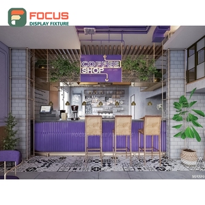 Commercial Cafe Service <b>Counter</b> Laminate Wood Finish Barista Service Zone Storefront Service <b>Counter</b> - Product Image 5