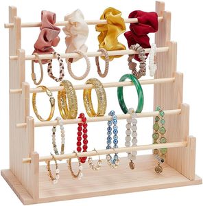 Exhibidor de Joyería de Madera de 5 Niveles, Soporte de Exhibición de Pulseras de Madera para el Hogar - Product Image 1
