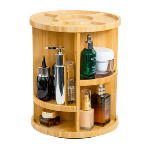 Wood Cosmetic <b>Storage</b> Organizer <b>Rotating</b> Desktop Makeup <b>Rack</b> Multi Layer Large Capacity For Beauty Products - Product Image 5