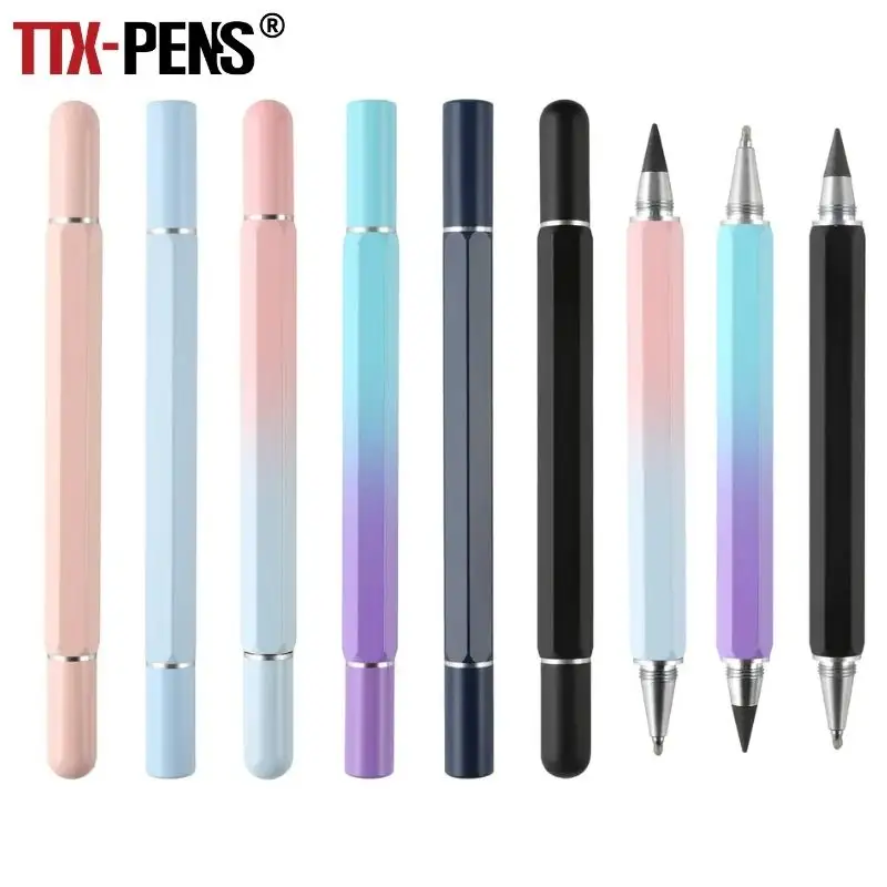TTX novel hexagonal pink metal gel pen and pencil double headed pen personalized promotional gift advertising pen with logo
