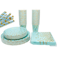 Vente en gros de 175 pièces de couverts jetables kit de vaisselle de mariage de Noël comprenant couteau fourchette cuillère et assiette pour les fêtes d'anniversaire