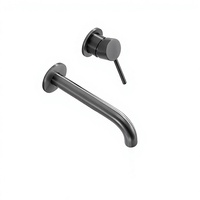 Robinet de lavabo mural encastré en cuivre, moderne et minimaliste, à poignée unique, avec cartouche céramique, intégré par fusion à chaud, électroplaqué, Chine