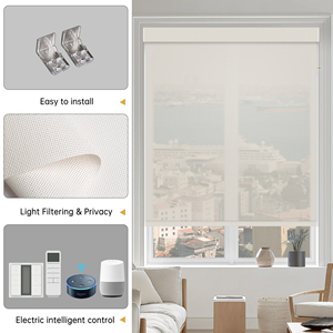 SAMADHI Built-In Electric Motorized Blackout Roller Blinds Custom Size Remote Control Polyester Fabric Modern Design - Product Image 4