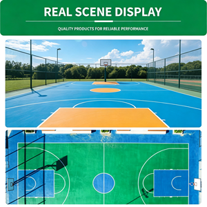 Basketball Court PVC Flooring <b>Tiles</b> Eco-Friendly Shock Absorption Anti-Slip Indoor/Outdoor Sports Court Floor Green Red <b>Plastic</b> - Product Image 6