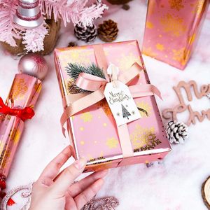 Pink Christmas <b>Wrapping</b> <b>Paper</b> Snowflake Design 17 In X 32.8 Ft Recyclable Single Side Coating Gift Craft - Product Image 5