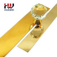 Accessoires de carrelage HUAWEI, bande décorative en métal à bord plat en acier inoxydable auto-adhésif, finition or miroir 8k