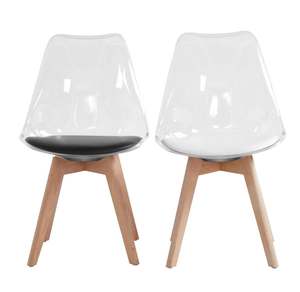 Restaurant Furniture Crystal Clear Transparent Acrylic Kitchen <b>Wooden</b> Leg Tulip Plastic Dining Room <b>Chairs</b> - Product Image 2