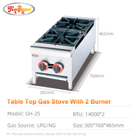 Cuisinière à gaz de table avec 2 brûleurs avec CE