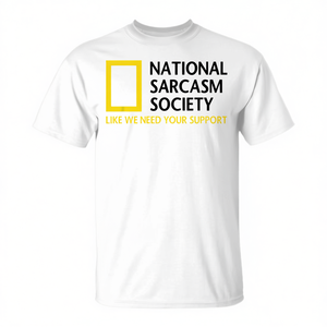 T-shirt de la Société Nationale du Sarcasme, unisexe adulte, blanc, col rond, manches courtes, impression sérigraphique, promotionnel - Product Image 2